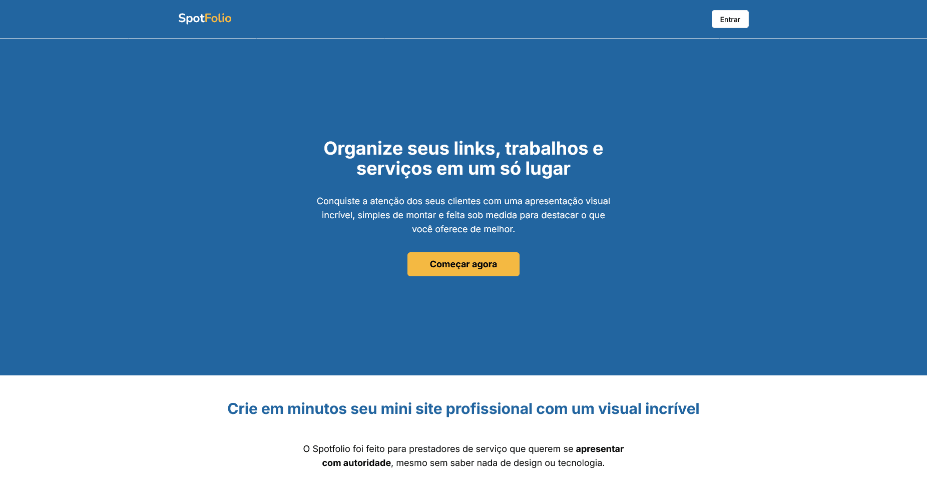 Mockup do projeto Spotfolio